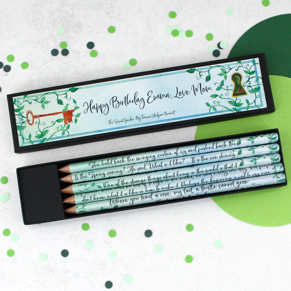 personalised secret garden gift pencils for book lovers
