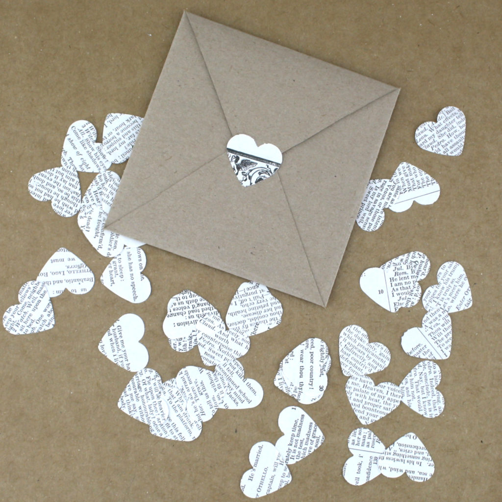 Adding book confetti to your envelope
