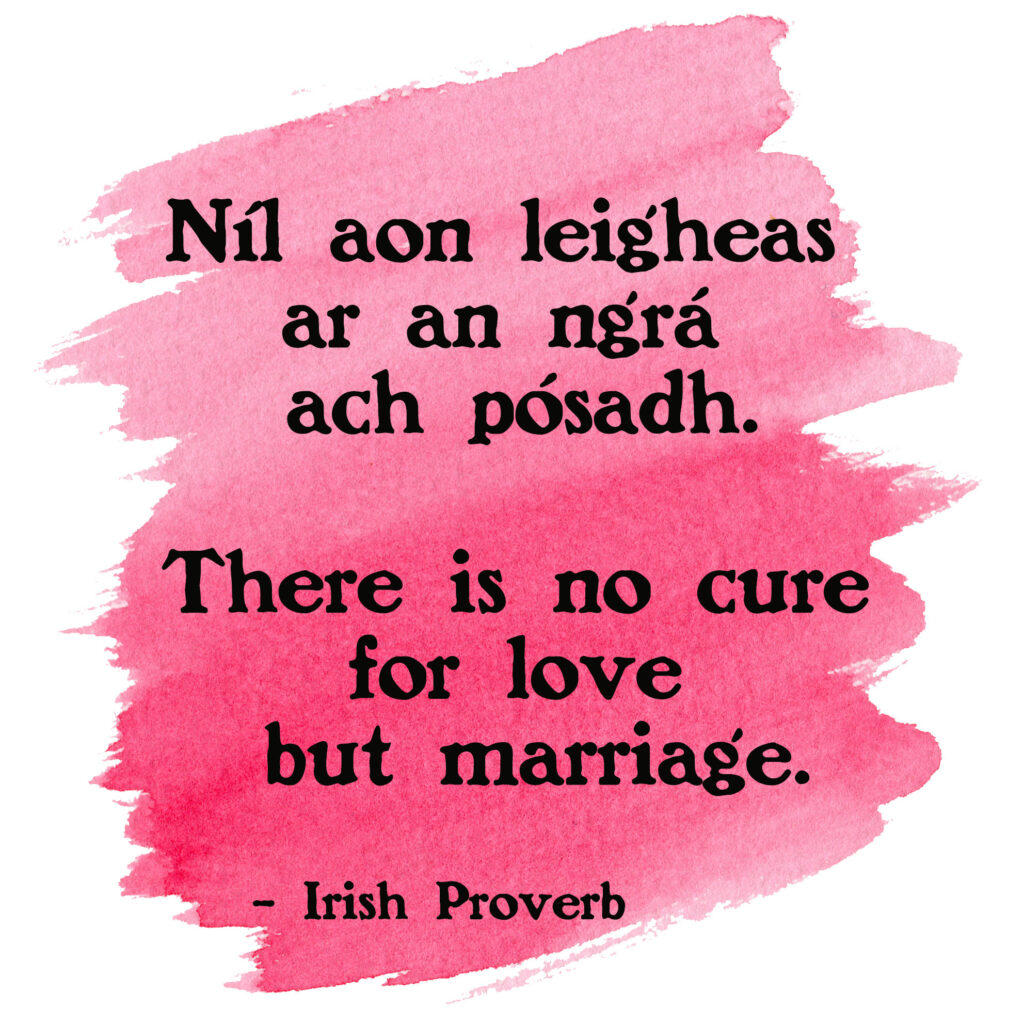There is no cure for love but marriage irish proverbs on love 